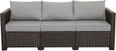 3-Seat Outdoor PE Rattan Sofa with Cushions