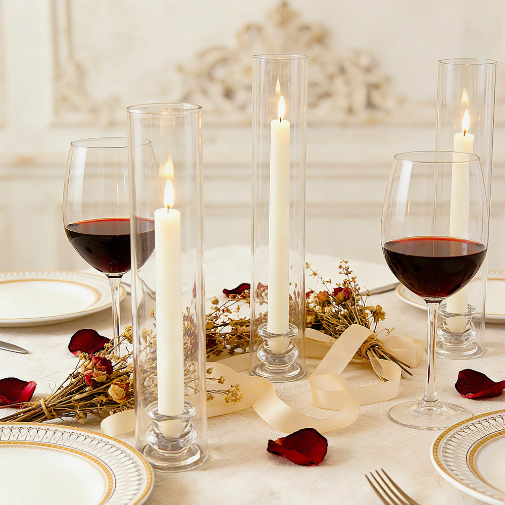 Clear Glass Hurricane Candle Holders Set of 16