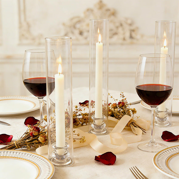 Clear Glass Hurricane Candle Holders Set of 16