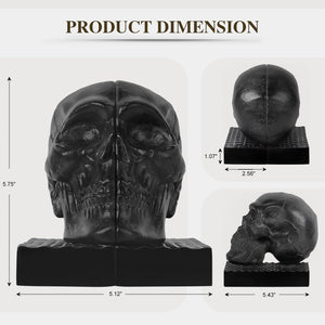 Gothic Skull Bookends – Antique Resin Decorative Book Support