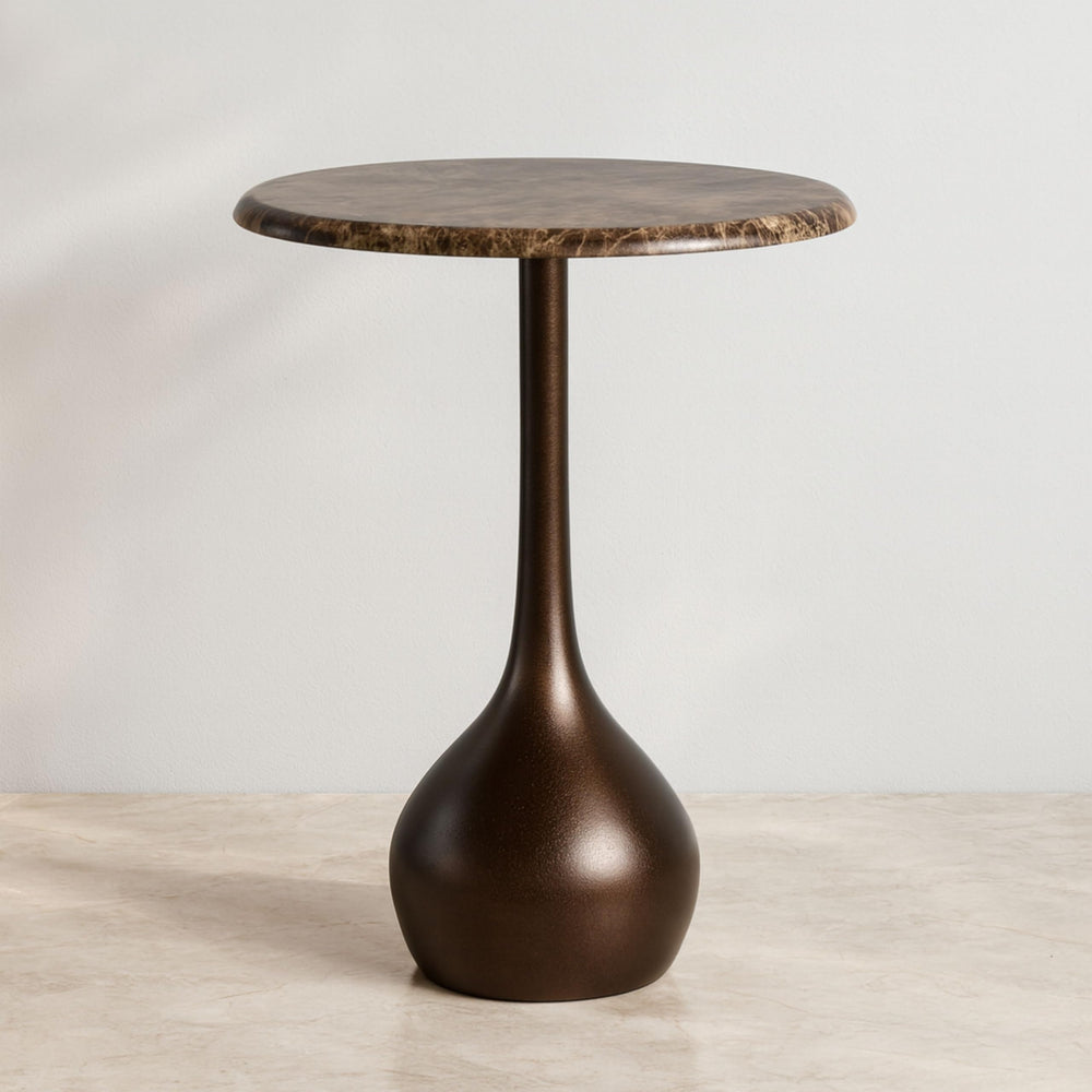 Marble Accent End Table with Metal Base
