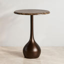 Marble Accent End Table with Metal Base