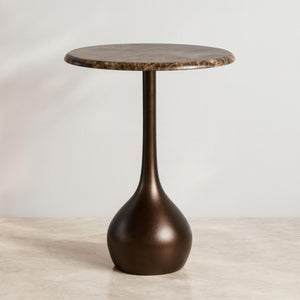 Marble Accent End Table with Metal Base
