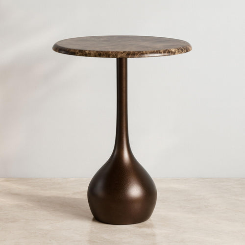 Marble Accent End Table with Metal Base
