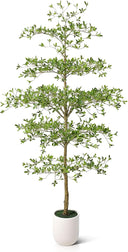 Tall Artificial Black Olive Tree with White Planter