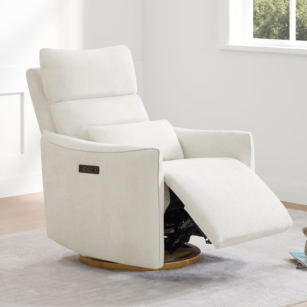 Power Nursery Glider Recliner Chair with Swivel & Adjustable Headrest