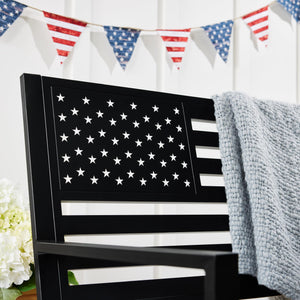 2-Person Steel Outdoor Bench with American Flag Backrest
