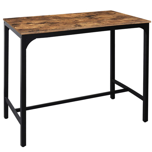 47" Industrial Bar Table, Counter Height Pub Table, Rustic Brown