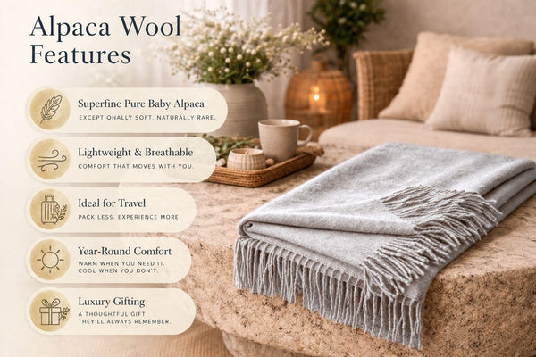 Baby Alpaca Throw Blanket — Handwoven, Lightweight & Breathable