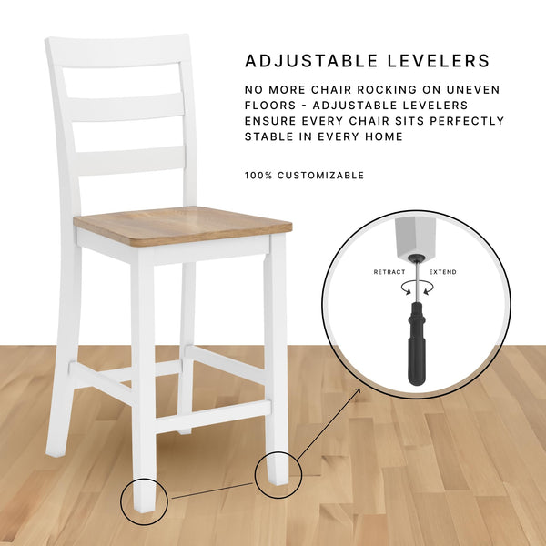 Counter Height Bar Stools Set of 2 – Upholstered Wood Frame