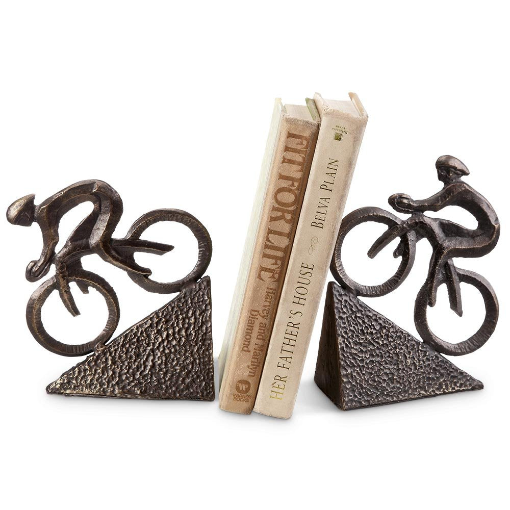 Cast Iron Racing Bicyclist Bookends
