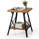 2-Tier Solid Wood End Table with Storage Shelf