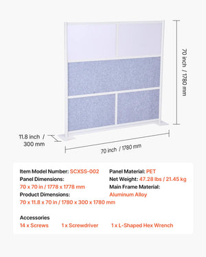 Freestanding Office Privacy Partition with Frosted Windows