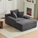 Oversized Corduroy Chaise Lounge Sofa Chair with Pillows & Cup Holders