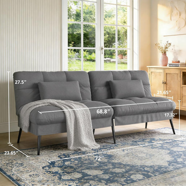Convertible Futon Sofa Bed with Adjustable Backrest