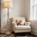 Vintage Resin Floor Lamp with Linen Shade