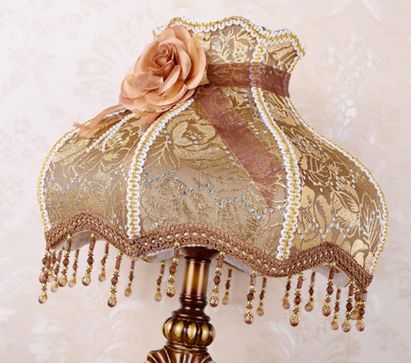 Victorian Handmade Fabric Table Lamp with Resin Base