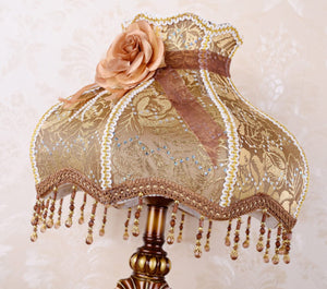Victorian Handmade Fabric Table Lamp with Resin Base