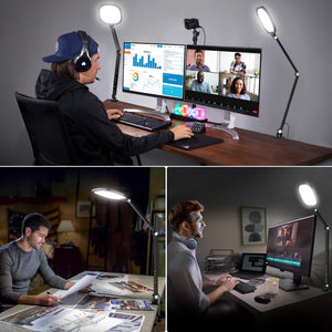 Dimmable Video Conference Light with Swing Arm & C-Clamp