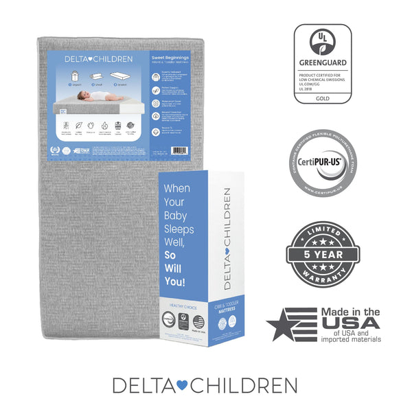 Dual Sided Baby Crib & Toddler Mattress – Waterproof Foam, GREENGUARD Gold Certified
