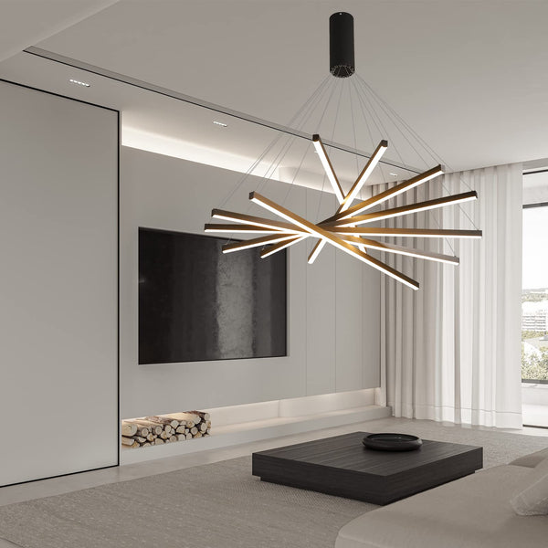 Modern LED Dimmable Chandelier – Black Pendant Light