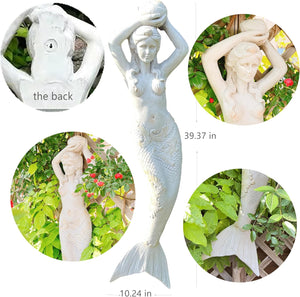 39 Inch Mermaid Wall Sculpture – Outdoor & Indoor Hanging Decor
