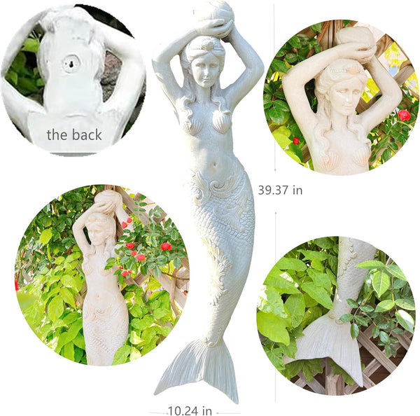 39 Inch Mermaid Wall Sculpture – Outdoor & Indoor Hanging Decor