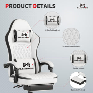 Ergonomic Gaming Chair with Footrest, Headrest & Lumbar Support – 400 lbs Capacity