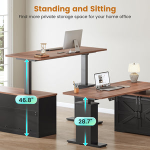 L-Shaped Standing Desk with Storage Drawers & Power Outlets