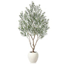 8 Ft Faux Olive Tree with Artisan Planter