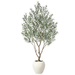 8 Ft Faux Olive Tree with Artisan Planter
