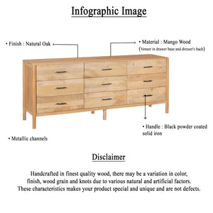 9-Drawer Mango Wood Dresser