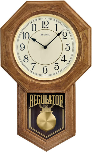 Pendulum Mantel Clock with Chime | Golden Oak Finish | Quartz Movement