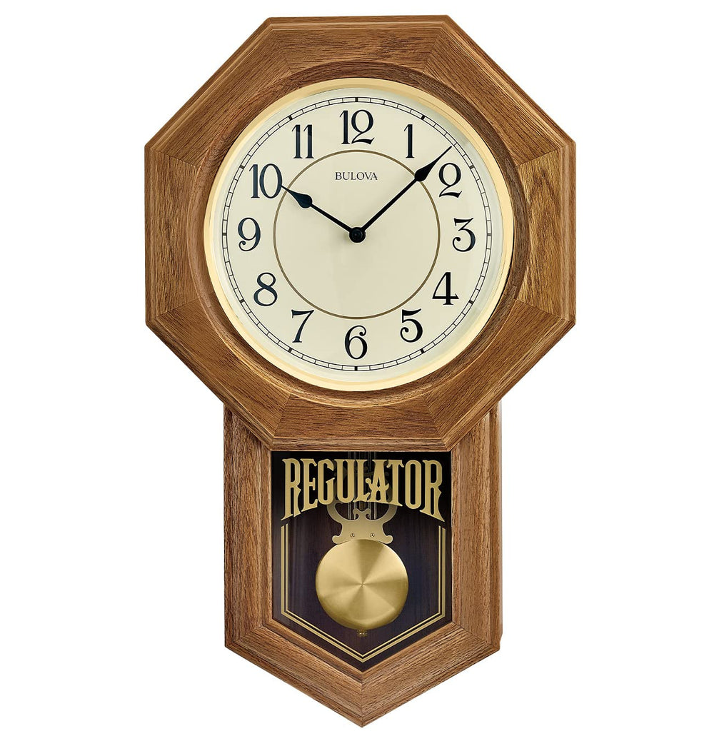 Pendulum Mantel Clock with Chime | Golden Oak Finish | Quartz Movement
