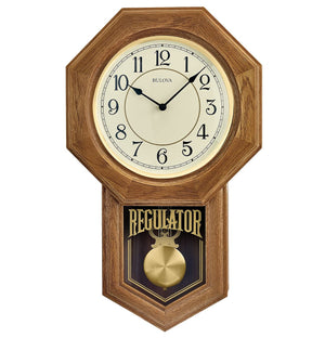 Pendulum Mantel Clock with Chime | Golden Oak Finish | Quartz Movement