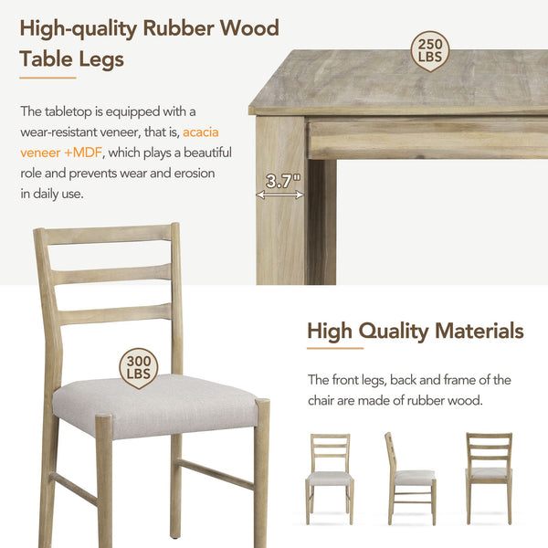Extendable 7-Piece Dining Table Set with 6 Upholstered Chairs
