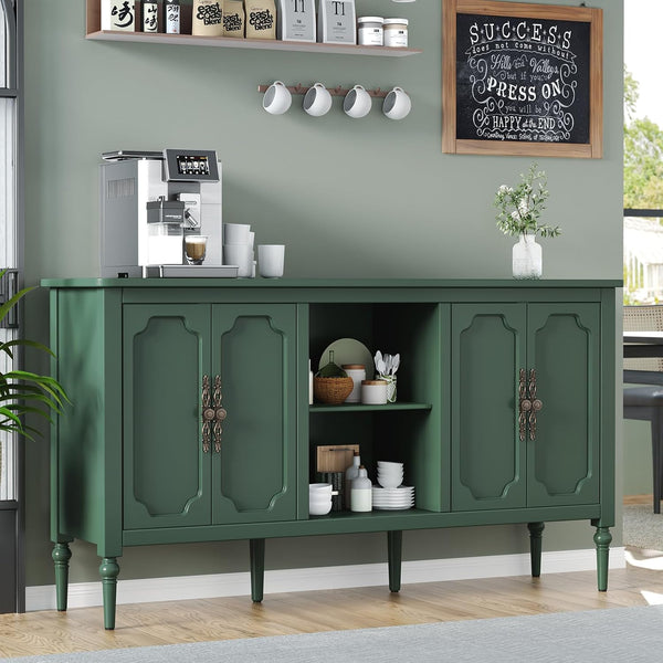 Vintage Buffet Sideboard Cabinet with 4 Doors, 59" Wide