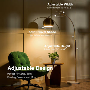 Modern Arc Floor Lamp with Marble Base