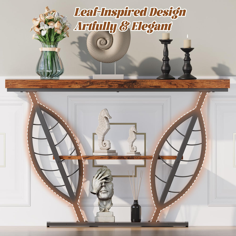3-Tier Leaf Console Table with Metal Frame