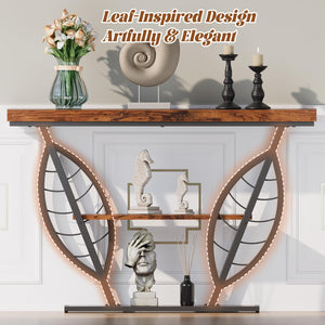3-Tier Leaf Console Table with Metal Frame
