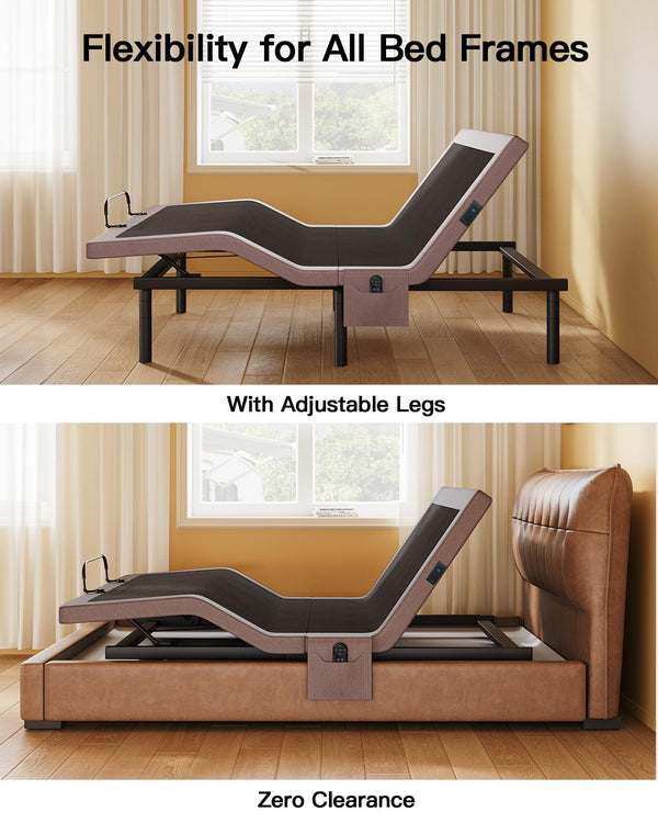 Adjustable Bed Frame with Head & Foot Incline – Twin XL & Split King