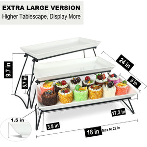3-Tier Serving Tray Set – White Melamine Platters for Party & Buffet