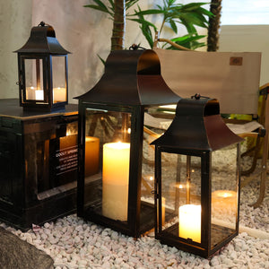 Metal Square Candle Lanterns Set of 3 – Indoor & Outdoor Decorative Holders