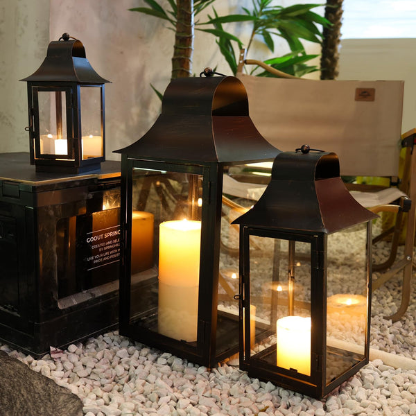 Metal Square Candle Lanterns Set of 3 – Indoor & Outdoor Decorative Holders