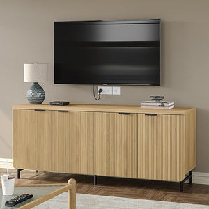 66.2" Fluted Buffet Cabinet with 4 Doors & Shelves