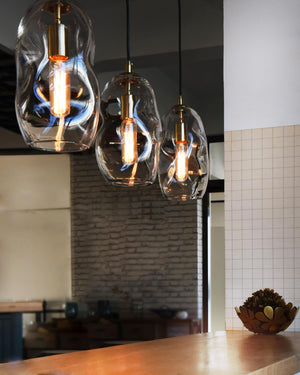 Hand Blown Art Glass Pendant Light – Modern Kitchen Island & Dining Room Fixture