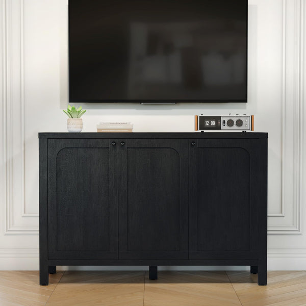 Black Sideboard Buffet Cabinet with Arched Doors