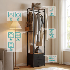 Narrow Clothes Rack with Drawers