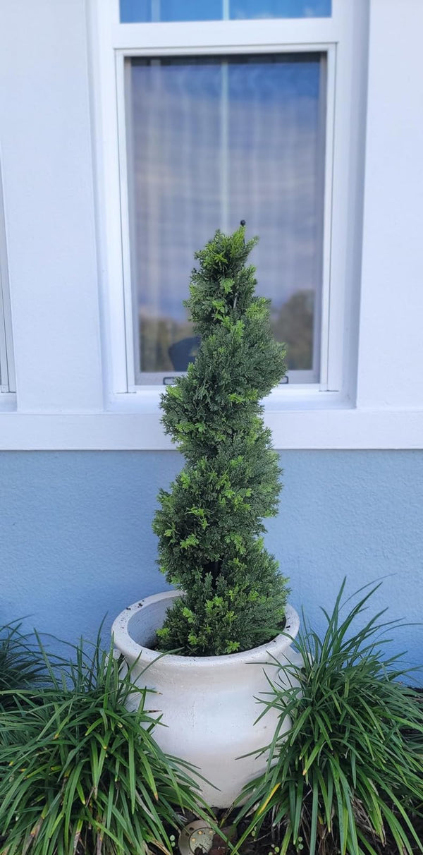 Artificial Spiral Boxwood Topiary Tree Set of 2