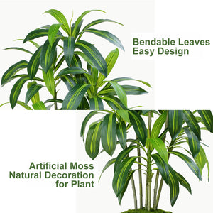 Tall Artificial Dracaena Tree with White Planter